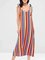 V Neck Holiday Spaghetti-Strap Stripes Dress