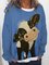Animal Print Casual Cow Print Round Neck Loose Sweatshirt