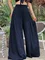 Casual Solid Color Elastic Waist Pleated Plus Size Wide Leg Pants