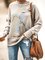 Watercolor Rabbit Animal Printed Round Neck Sweatshirt