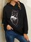 Cute Cat Planet Print Long Sleeve Casual Hoodie for Women