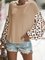 Leopard Cotton-Blend Crew Neck Long Sleeve Shirts & Tops