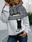 Animal Long Sleeve Printed Cotton-blend Hoodie Casual Gray Top