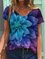V Neck Casual Floral Shirts & Tops