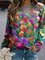 Crew Neck Floral Printed Casual Sweatshirt