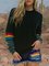 Retro color matching striped sweater long sleeve T-shirt Shift Casual Shirts & Tops