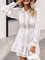 Long Sleeve Shirt Collar Hollow Out Dress