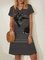 Striped Cat Print V-neck Short Sleeve Plus Size Dress for Women
