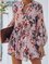 Holiday Long Sleeve Floral V Neck Dresses