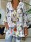Casual Long Sleeve V Neck Print Boho Blouse