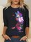 Cat Print O-neck Long Sleeve Plus Size T-shirt