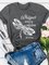 Vintage Dragonfly Letter Printed Plus Size Short Sleeve Crew Neck Casual Tops