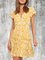 Floral-Print Holiday Short Sleeve V Neck Dress