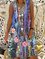 Purple Casual V Neck Floral Printed Dresses