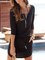 Casual Zipper V-Neck 3/4 Sleeve Casual Solid Mini Dresses