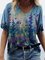 Colorful Flower Painting Short Sleeve Casual Shirts & Tops