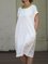 Short Sleeve Plain Cotton-Blend Cocoon Dresses