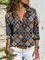 Gray Printed Casual Long Sleeve Shirt Collar Shift Shirts & Tops