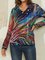 Art Lines Print V-neck Long Sleeve Casual T-shirt for Women