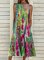 Crew Neck Sleeveless Printed Dresses