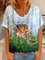 Casual Short Sleeve Cotton-Blend Crew Neck Shirts & Tops
