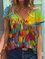 Flower Oil Painting Print T-shirt