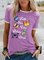 Floral Butterfly Print Short Sleeve Crew Neck Casual T-Shirts