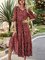 Half Sleeve Polka Dots V Neck Midi Dress