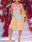 Pink Floral-print Vintage Round Neck Tiered Knee-length Dresses
