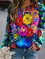 Flower Oil Painting Print Sweatshirt
