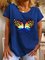 Vintage Butterfly Printed Plus Size Short Sleeve Crew Neck Casual Tops