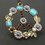 Vintage inlaid gemstone turquoise pearl flower necklace