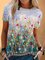 Flower Oil Painting Short Sleeve Tops