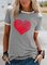 Heart Print Modal Casual Crew Neck Short Sleeve T-Shirts