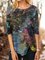 Floral-Print Abstract Casual Crew Neck Shirts & Tops
