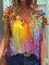 Floral Printed Casual V Neck Shirts & Tops