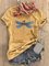 Vintage Dragonfly Printed Plus Size Short Sleeve Crew Neck Casual Tops