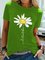 Daisy Print Casual Crew Neck T-Shirts
