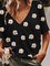 V Neck Holiday Short Sleeve Shirts & Tops