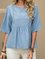 Blue Crew Neck Short Sleeve Shirts & Tops