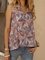 Pink Ethnic V Neck Floral-Print Sleeveless Holiday Shirts & Tops