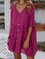 Rose Red V Neck Linen Boho Solid Dresses