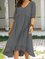Black-Grey Swing Half Sleeve Paneled Cotton-Blend Dresses