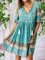 Boho V Neck Short Sleeve Printed Dresses