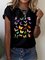 Animal Print Round Neck Short Sleeves Casual T-shirts