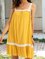 Yellow Crew Neck Sleeveless Swing Paneled Dresses