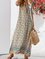 Blue Floral Boho Shift V Neck Dresses