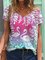 3D Paper-cut Picture Print V-Neck Casual T-shirt