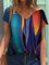 Colorful Leaves Painting Casual V-Neck T-Shirts