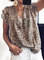 Plus size Frill Sleeve Leopard V Neck Shirts & Tops